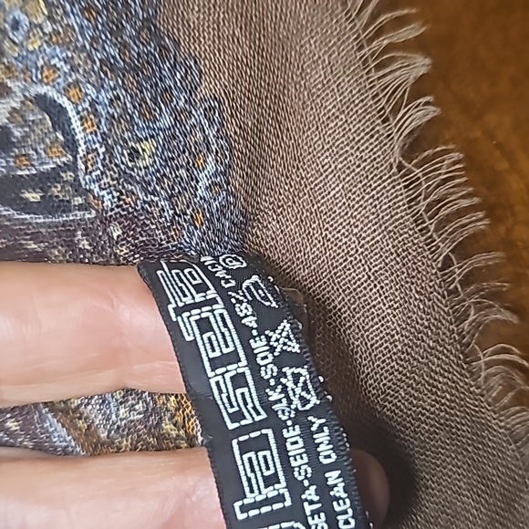 MANTERO Italian cashmere and silk   vintage paisley challis shawl 1980s - Picture 3 of 8